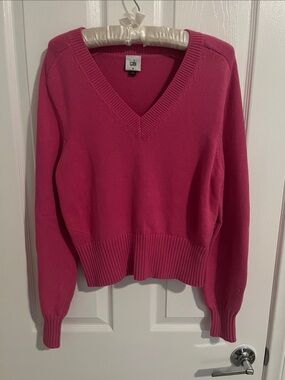CAbi V-Neck Sweater in Hot Pink